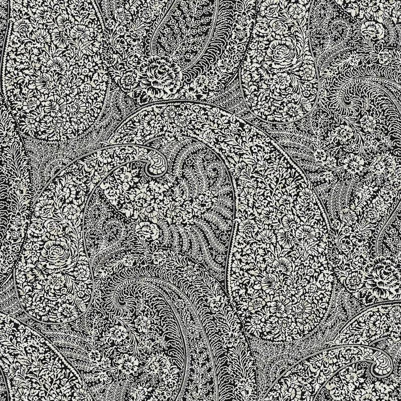 Wallpaper Kashmir Dreams Paisley Wallpaper Sample // Black 8 x 10 