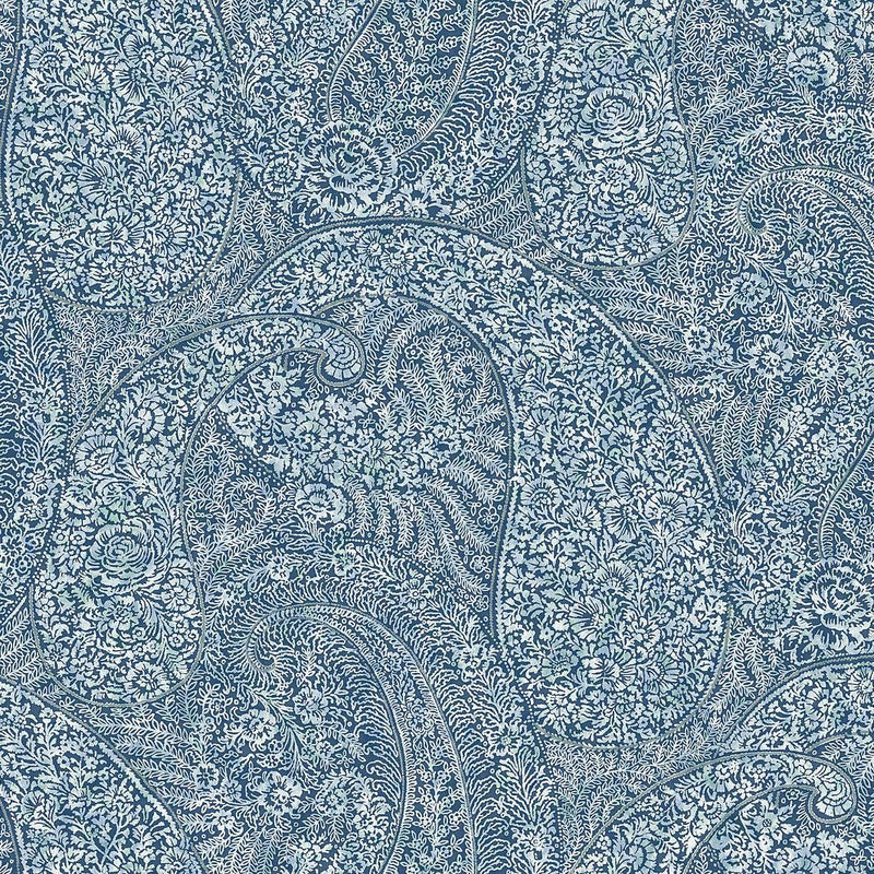 Wallpaper Kashmir Dreams Paisley Wallpaper Sample // Blue 8 x 10 