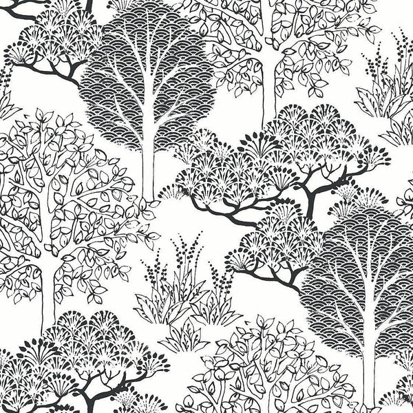 Wallpaper Kimono Trees Wallpaper // White & Black 