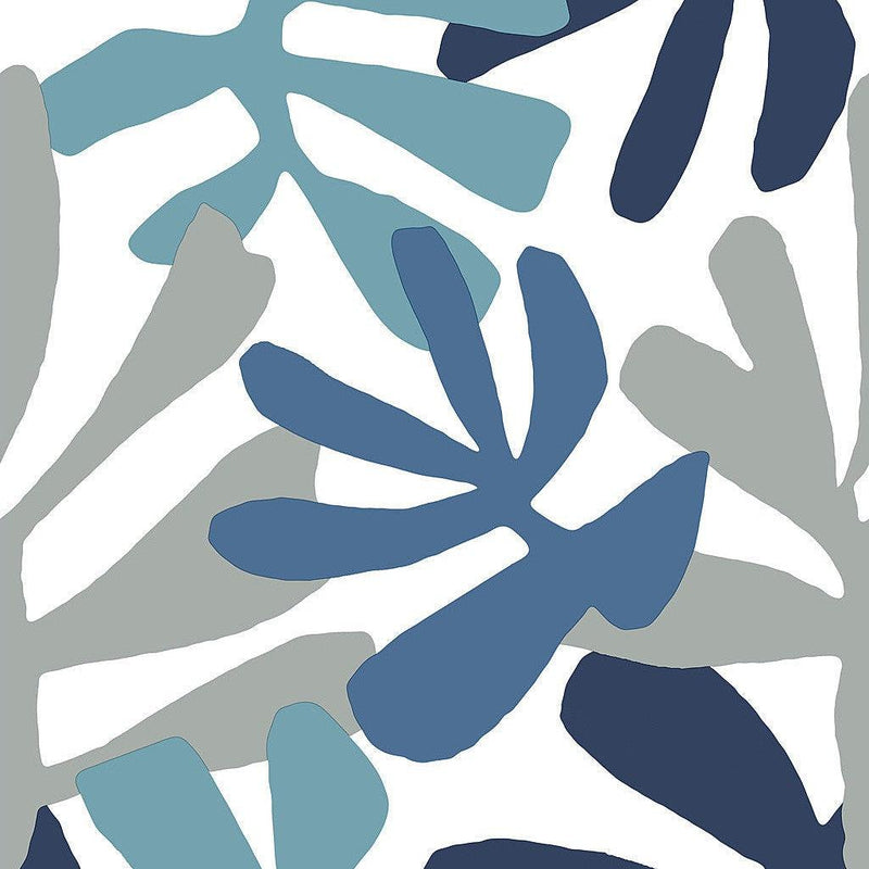Wallpaper Kinetic Tropical Peel & Stick Wallpaper Sample // Blue & Grey 8 x 10 