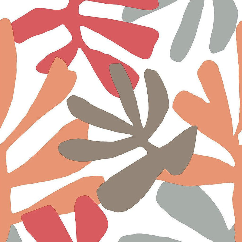 Wallpaper Kinetic Tropical Peel & Stick Wallpaper Sample // Coral & Beige 8 x 10 
