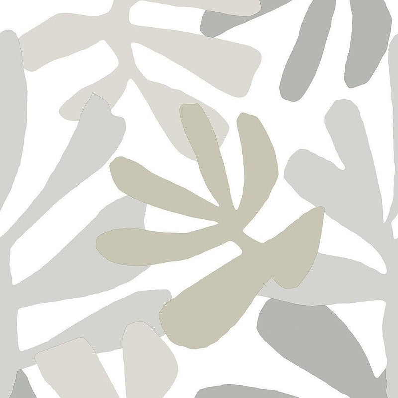 Wallpaper Kinetic Tropical Peel & Stick Wallpaper Sample // Grey & Beige 8 x 10 