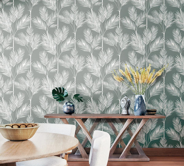 Wallpaper King Palm Silhouette Wallpaper // Grey 