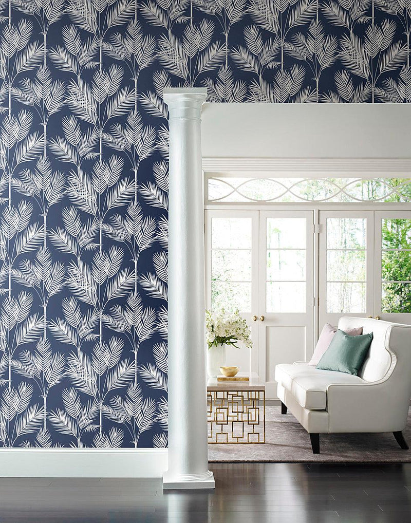 Wallpaper King Palm Silhouette Wallpaper // Navy 