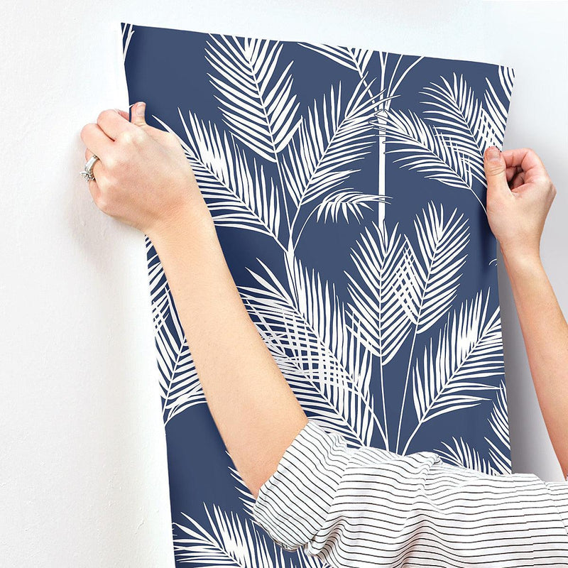 Wallpaper King Palm Silhouette Wallpaper // Navy 