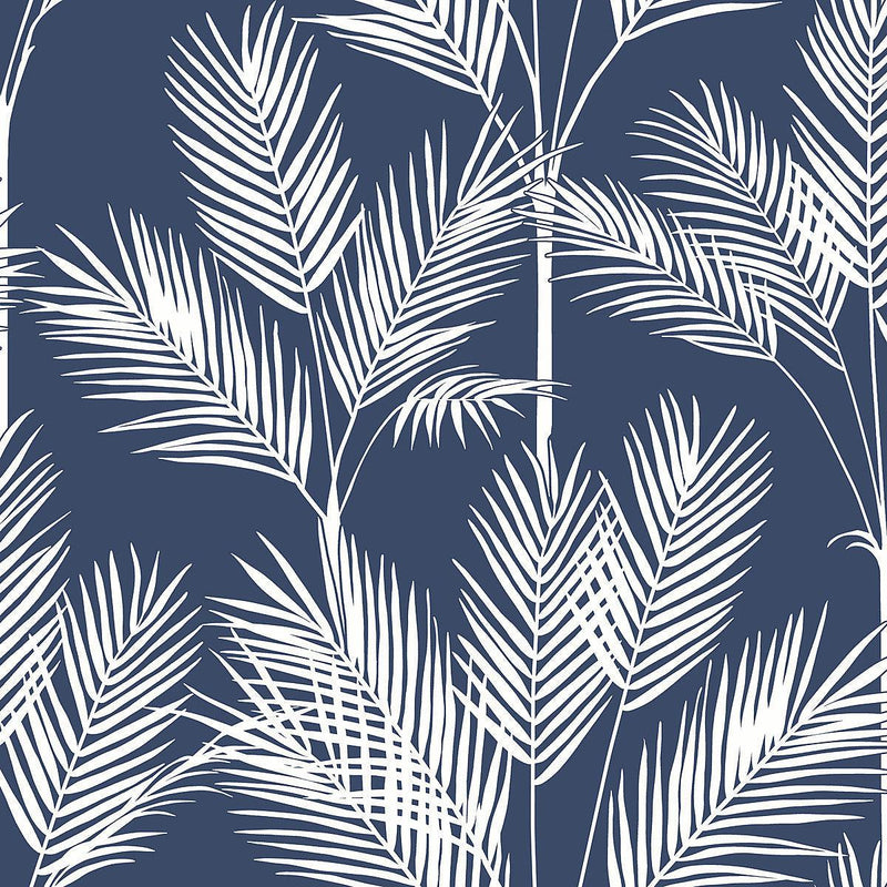 Wallpaper King Palm Silhouette Wallpaper Sample // Navy 8 x 10 