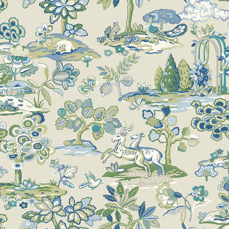 Wallpaper Kingswood Wallpaper Sample // Blue & Green 8 x 10 