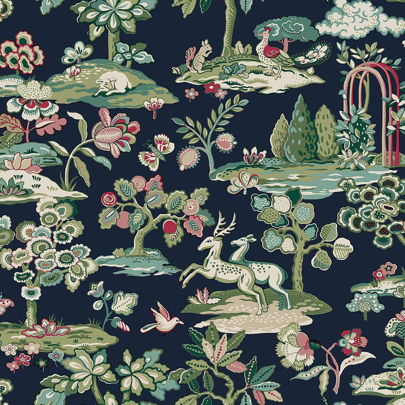 Wallpaper Kingswood Wallpaper Sample // Navy & Red 8 x 10 
