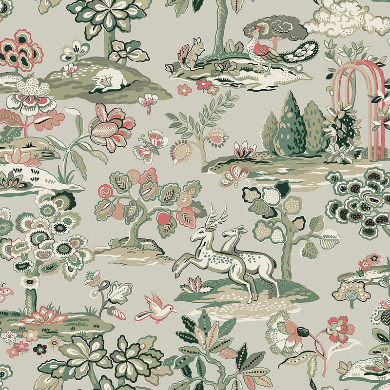 Wallpaper Kingswood Wallpaper Sample // Taupe & Coral 8 x 10 