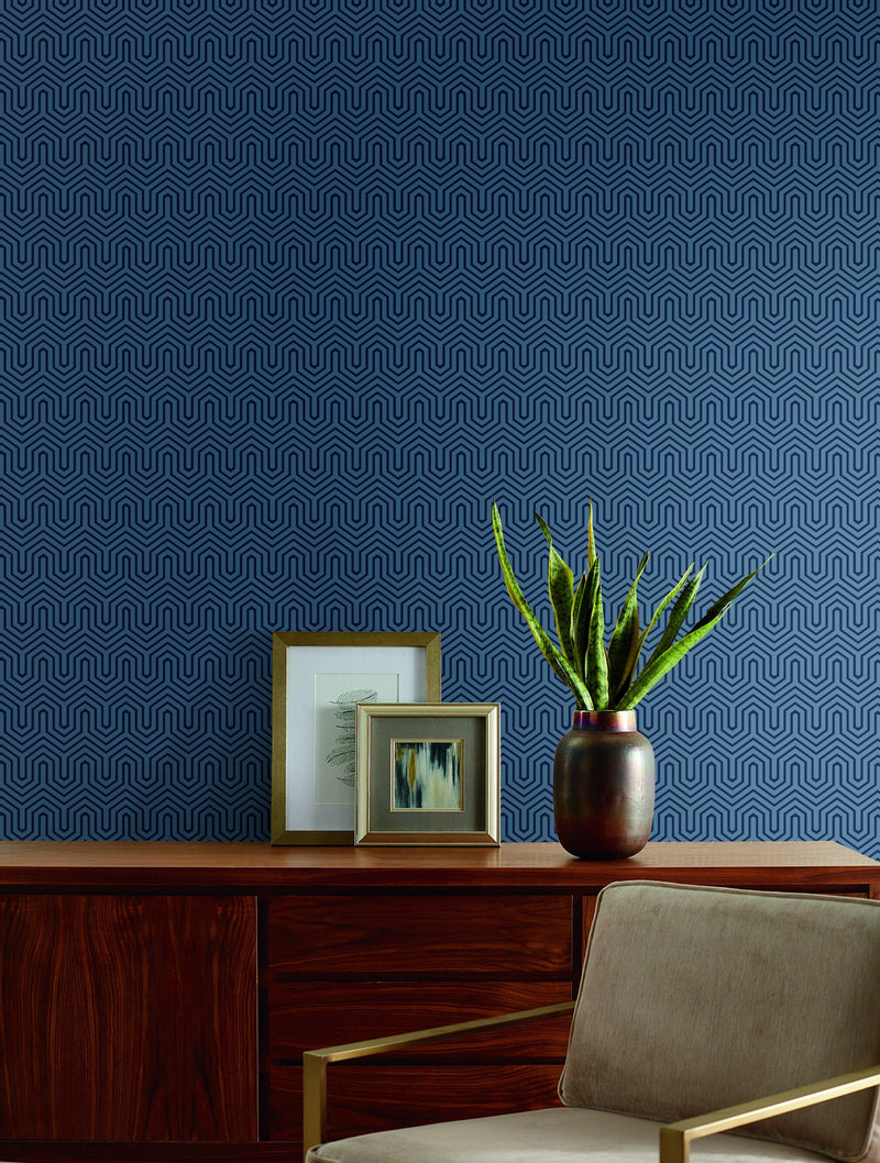 Wallpaper Labyrinth Wallpaper // Blue & Pearl 