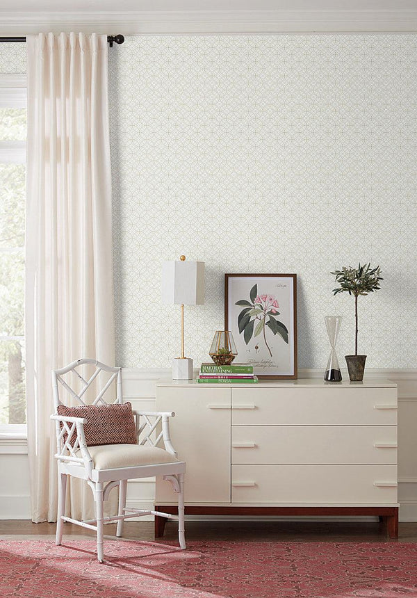 Wallpaper Lacey Circle Geo Wallpaper // Cream & Grey 