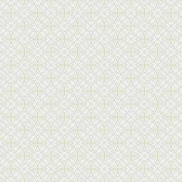 Wallpaper Lacey Circle Geo Wallpaper // Cream & Grey 