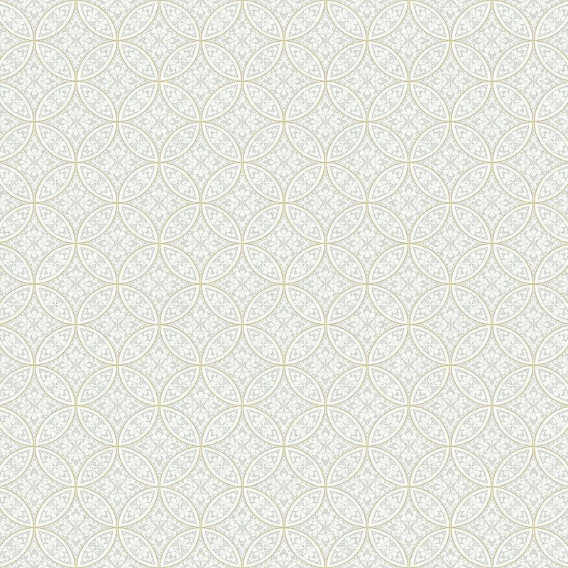 Wallpaper Lacey Circle Geo Wallpaper // Cream & Grey 