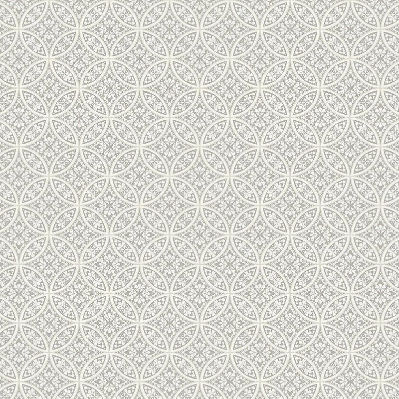 Wallpaper Lacey Circle Geo Wallpaper Sample // Grey 8 x 10 