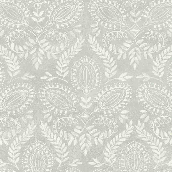 Wallpaper Laurel Damask Wallpaper // Grey 