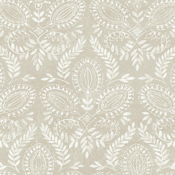 Wallpaper Laurel Damask Wallpaper // Off White 