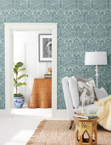 Wallpaper Laurel Damask Wallpaper // Teal 