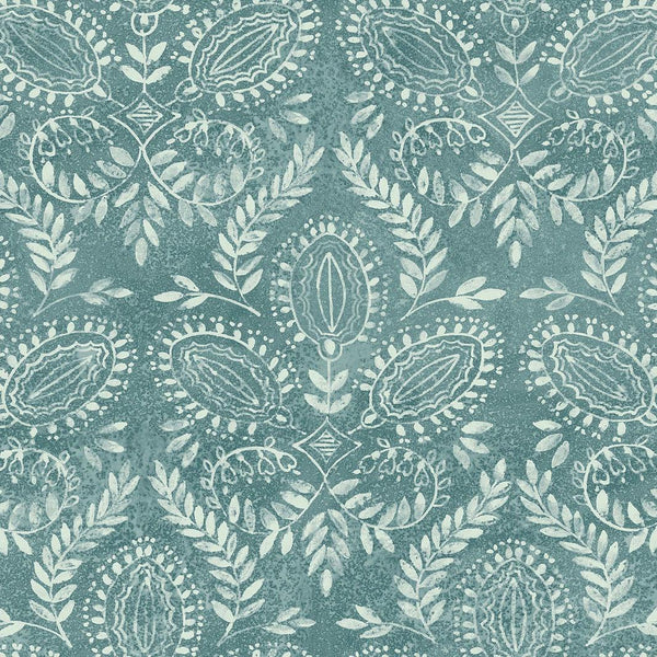 Wallpaper Laurel Damask Wallpaper // Teal 