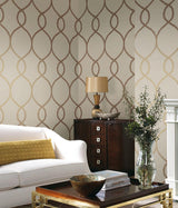 Wallpaper Laurel Leaf Ogee Wallpaper // Brown 