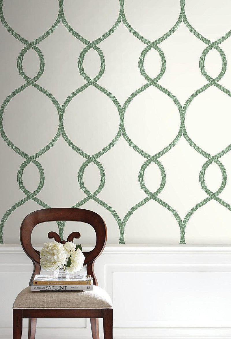 Wallpaper Laurel Leaf Ogee Wallpaper // Green 