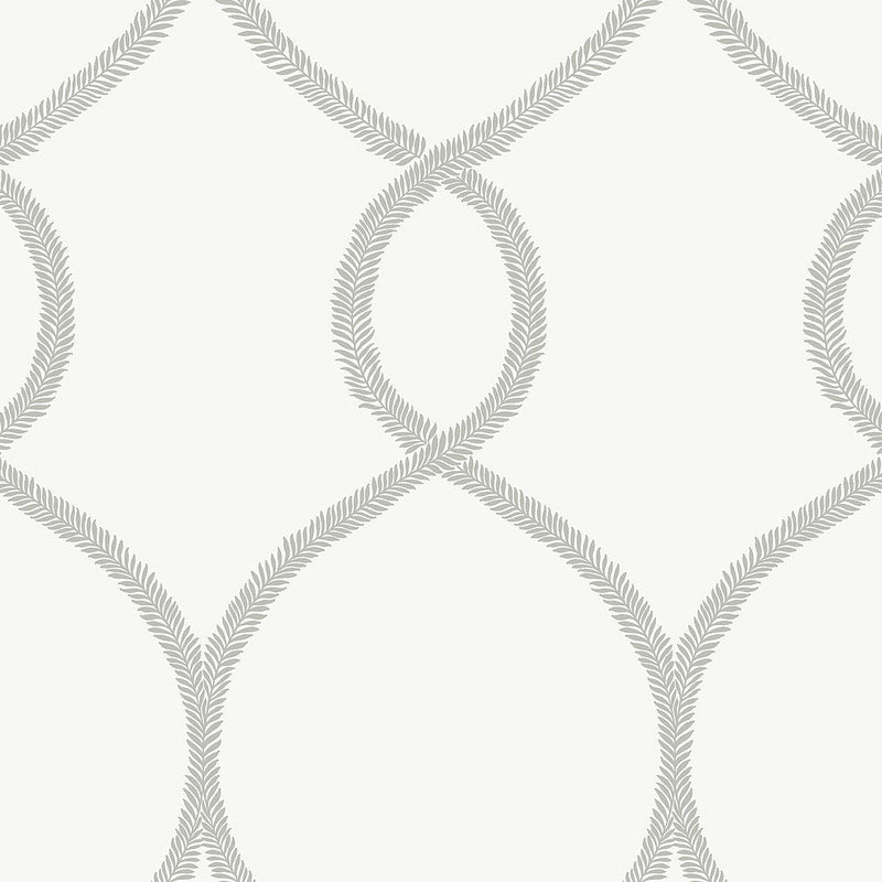 Wallpaper Laurel Leaf Ogee Wallpaper // Grey 