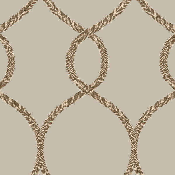 Wallpaper Laurel Leaf Ogee Wallpaper Sample // Brown 8 x 10 