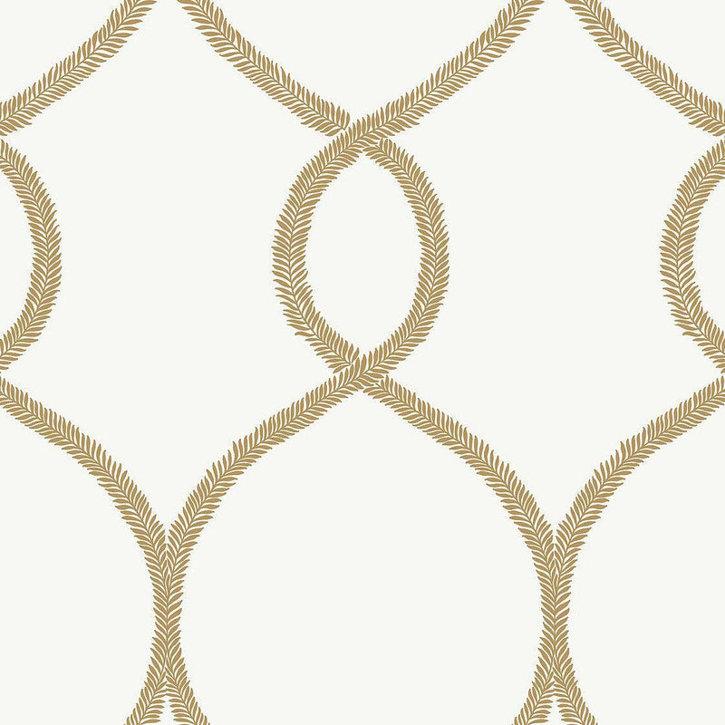 Wallpaper Laurel Leaf Ogee Wallpaper Sample // Gold 8 x 10 