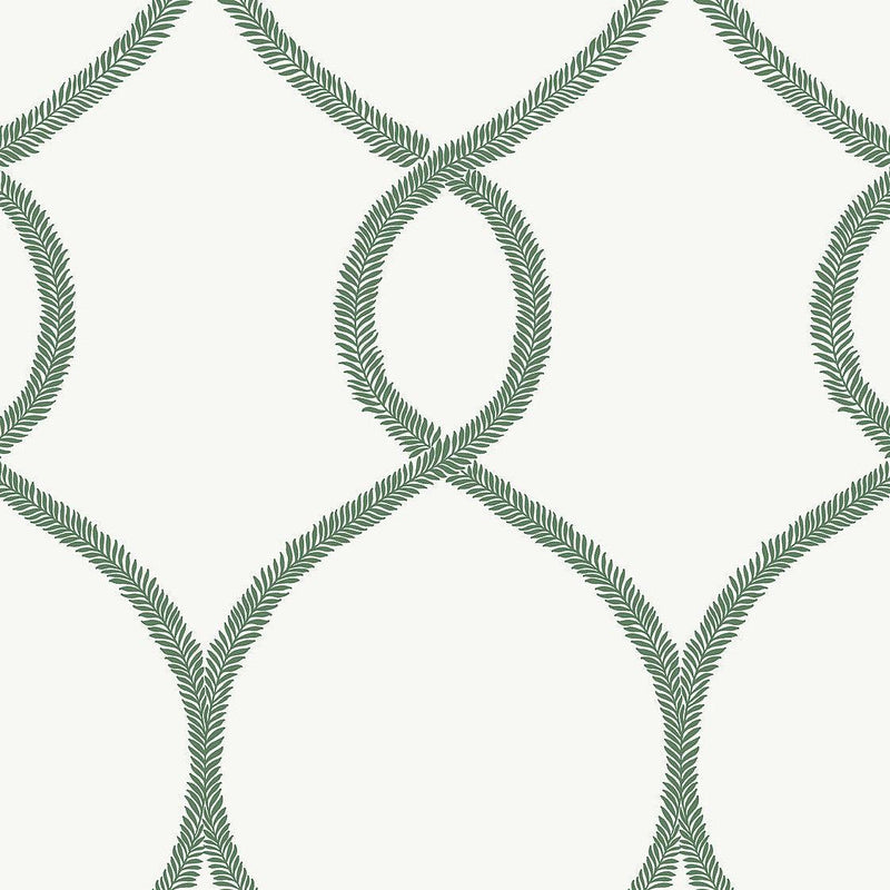 Wallpaper Laurel Leaf Ogee Wallpaper Sample // Green 8 x 10 