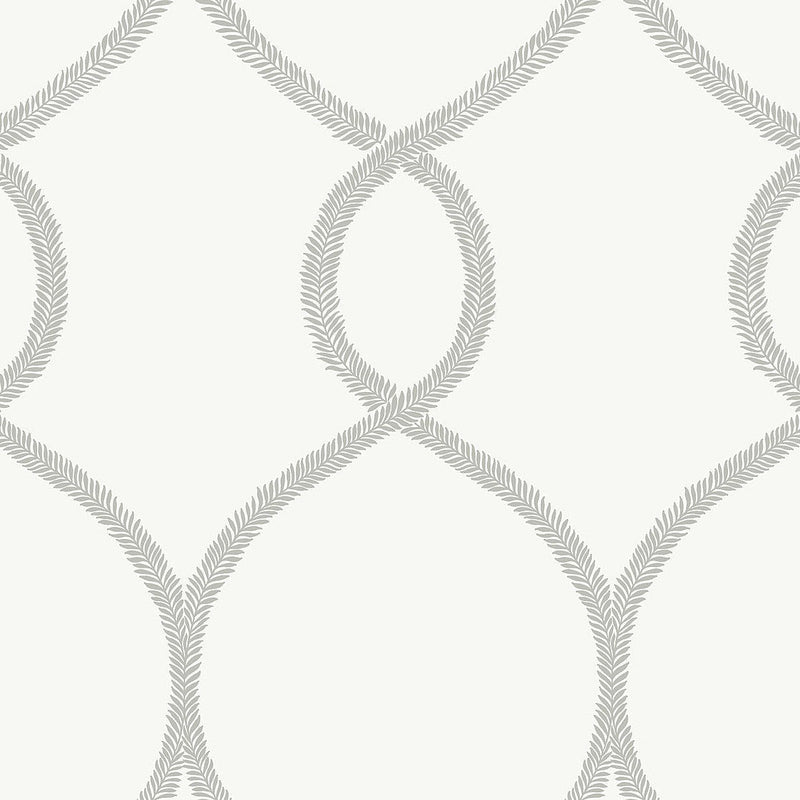 Wallpaper Laurel Leaf Ogee Wallpaper Sample // Grey 8 x 10 