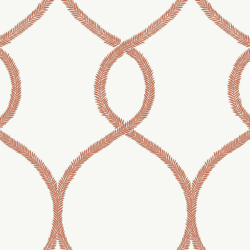 Wallpaper Laurel Leaf Ogee Wallpaper Sample // Orange 8 x 10 