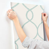 Wallpaper Laurel Leaf Ogee Wallpaper // Teal 