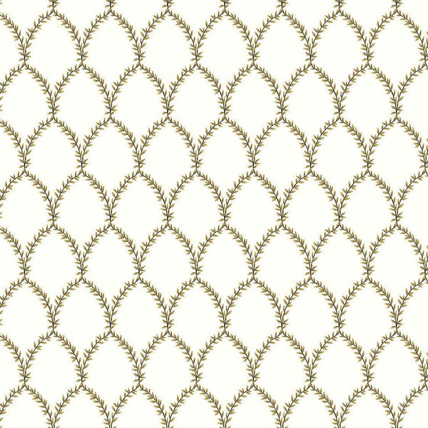 Wallpaper Laurel Wallpaper // Gold & White 