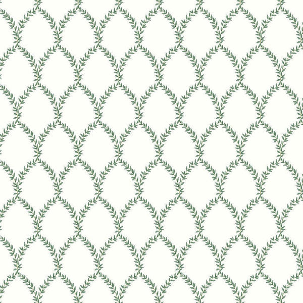 Wallpaper Laurel Wallpaper // Green & White 