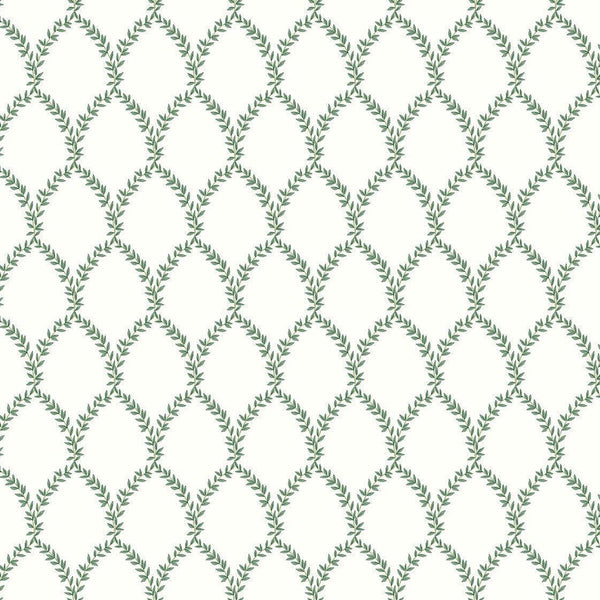 Wallpaper Laurel Wallpaper // Green & White 