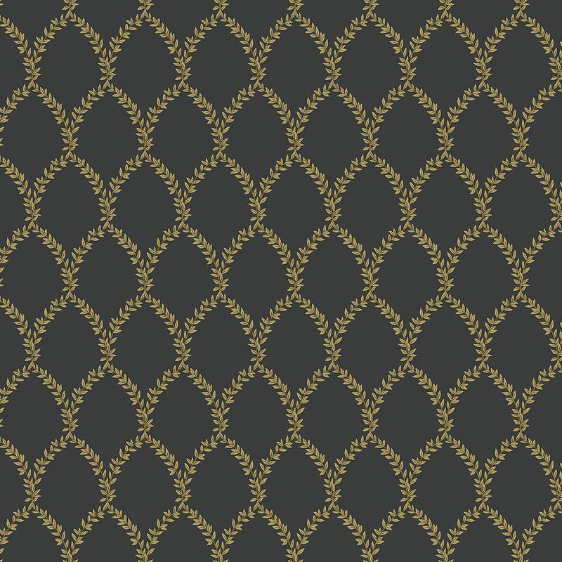 Wallpaper Laurel Wallpaper Sample // Gold & Black 8 x 10 