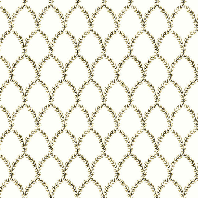Wallpaper Laurel Wallpaper Sample // Gold & White 8 x 10 