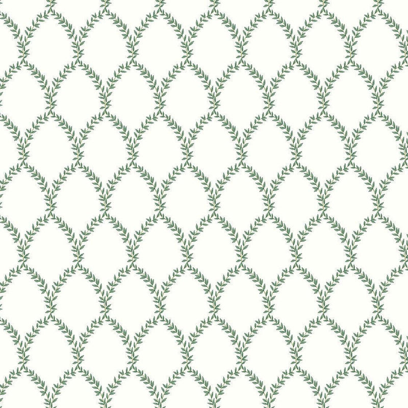 Wallpaper Laurel Wallpaper Sample // Green & White 8 x 10 