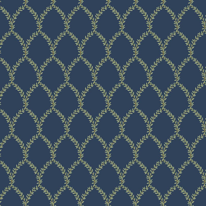 Wallpaper Laurel Wallpaper Sample // Navy 8 x 10 