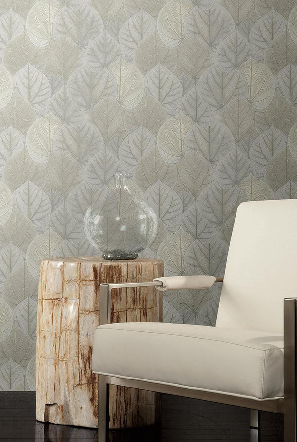 Wallpaper Leaf Concerto Wallpaper // Grey 