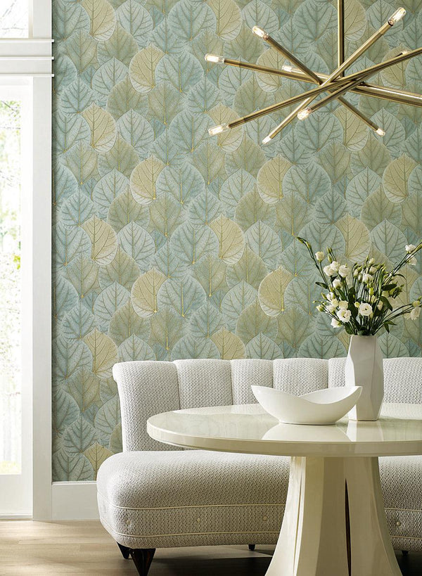 Wallpaper Leaf Concerto Wallpaper // Turquoise 