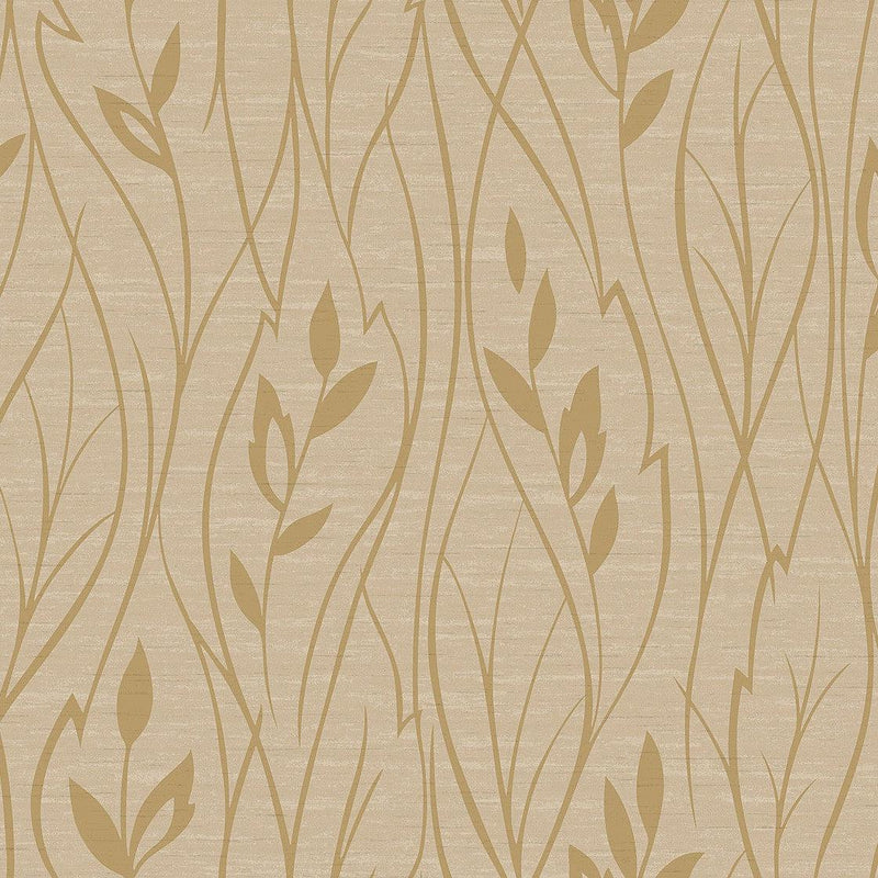 Wallpaper Leaf Silhouette Wallpaper Sample // Beige Metallic 8 x 10 