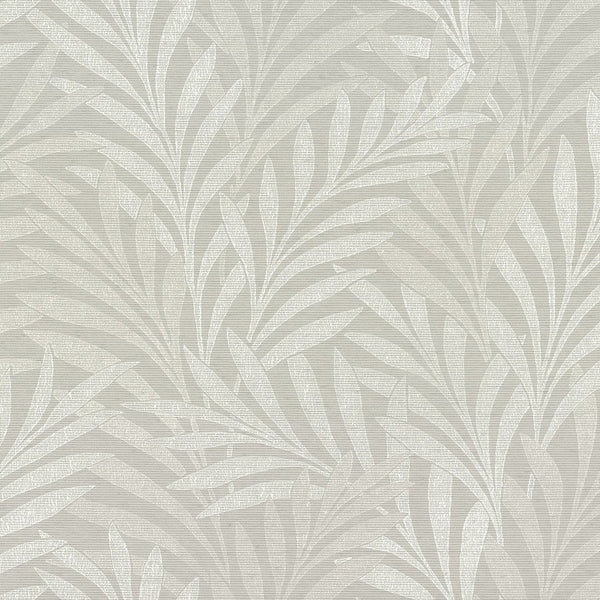 Wallpaper Leaves Stripe Wallpaper // Grey 