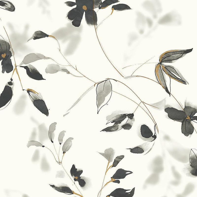 Wallpaper Linden Flower Peel & Stick Wallpaper Sample // Black 8 x 10 