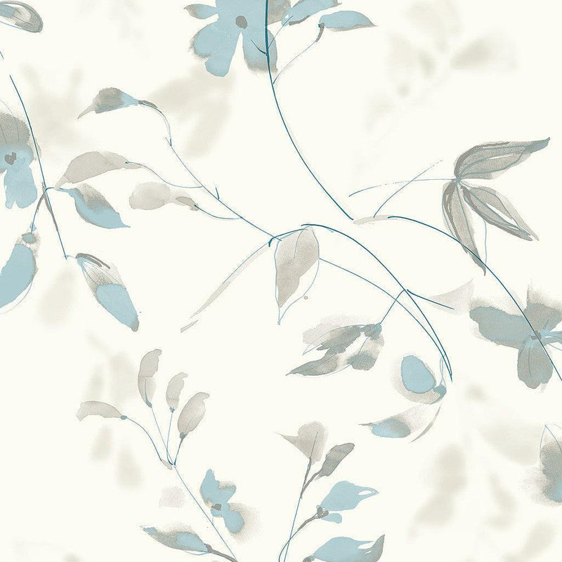 Wallpaper Linden Flower Peel & Stick Wallpaper Sample // Spa Blue 8 x 10 