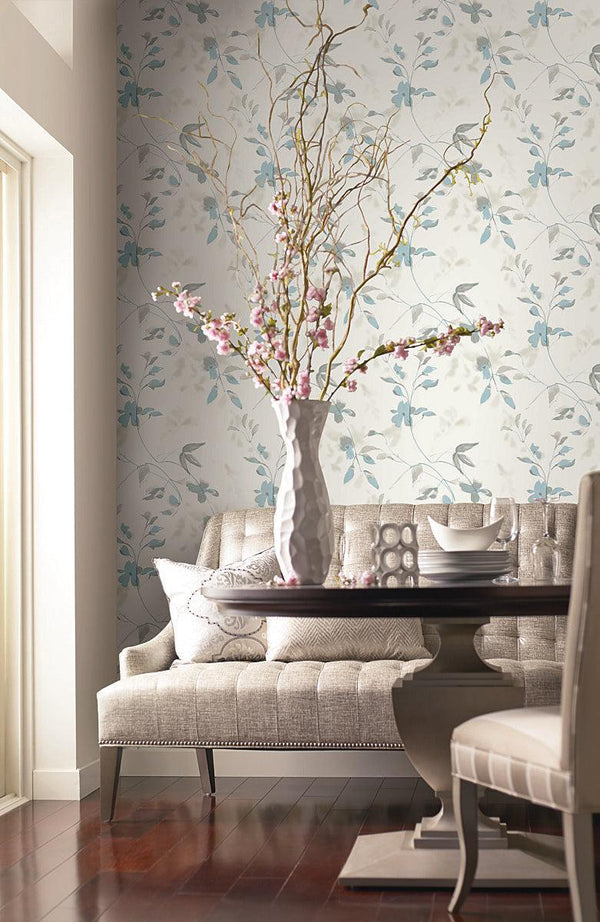 Wallpaper Linden Flower Peel & Stick Wallpaper // Spa Blue 