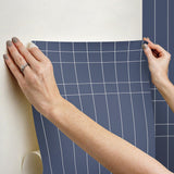 Wallpaper Linear Gridwork Wallpaper // Navy 