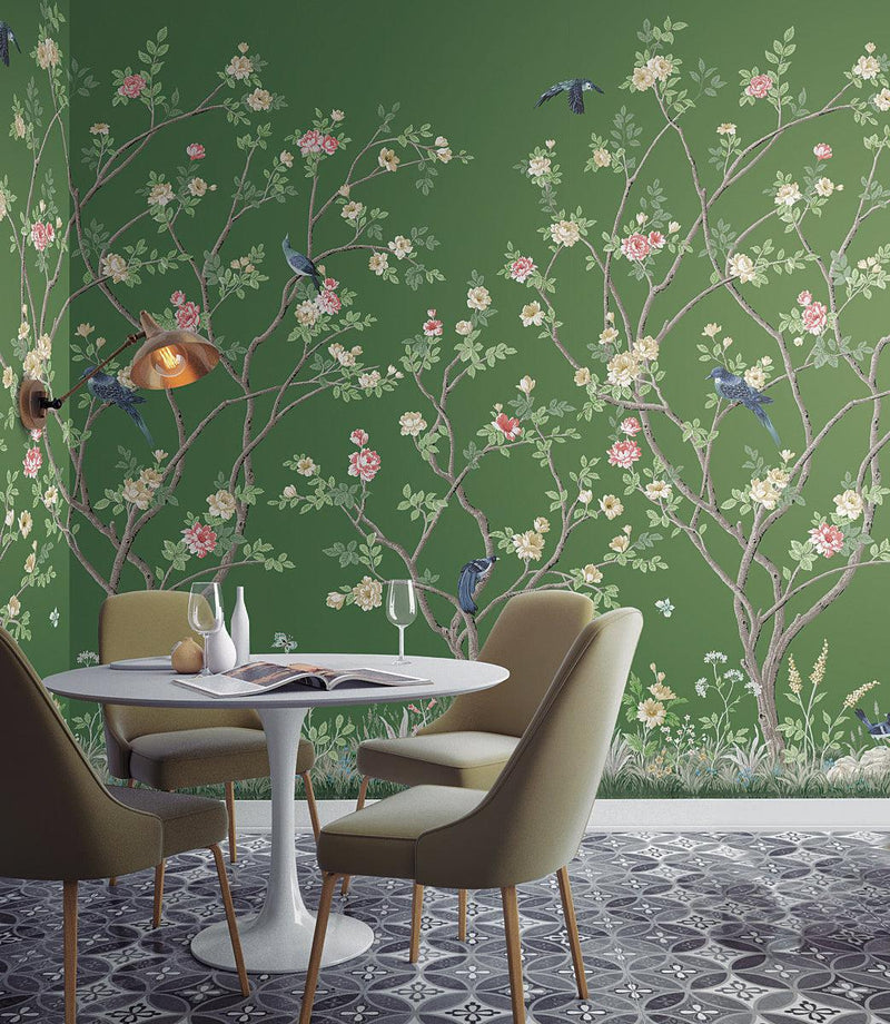 Wallpaper Lingering Garden Wall Mural Sample // Green 8 x 10 
