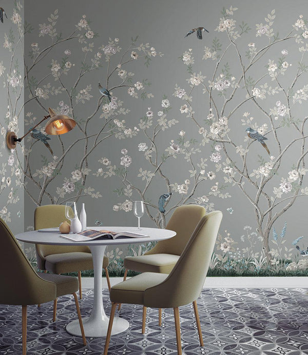 Wallpaper Lingering Garden Wall Mural Sample // Grey 8 x 10 