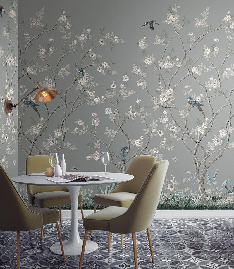 Wallpaper Lingering Garden Wall Mural Sample // Grey 8 x 10 