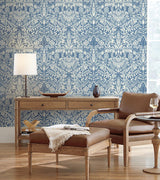 Wallpaper Lockwood Damask Wallpaper // Blue 
